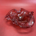 Art Folded Glass Red & Gold Aventurine Flecked Bowl Candy Trinket