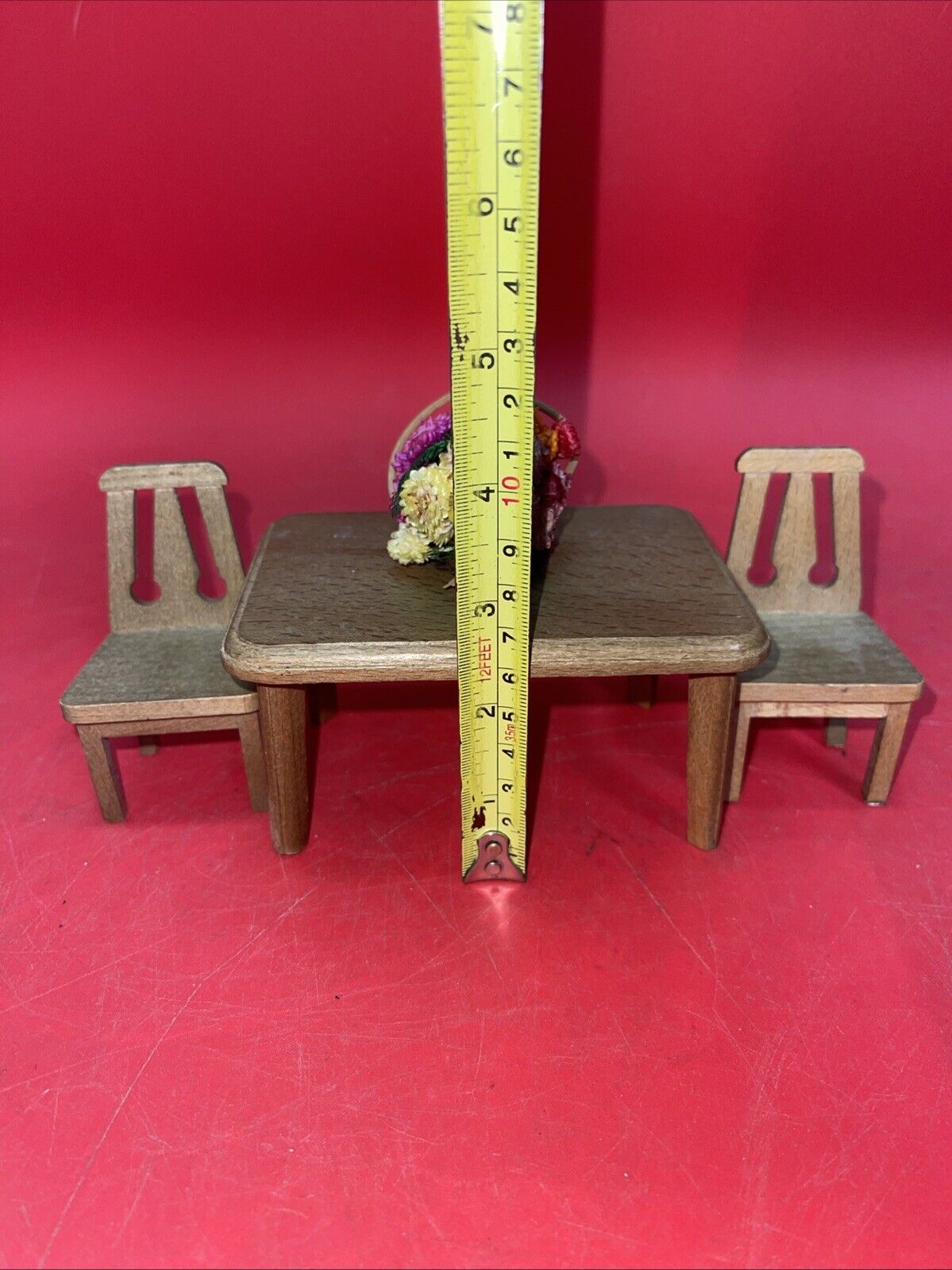 Vintage Dollhouse Miniature Mini Dining Table and Chairs  Furniture Set 3