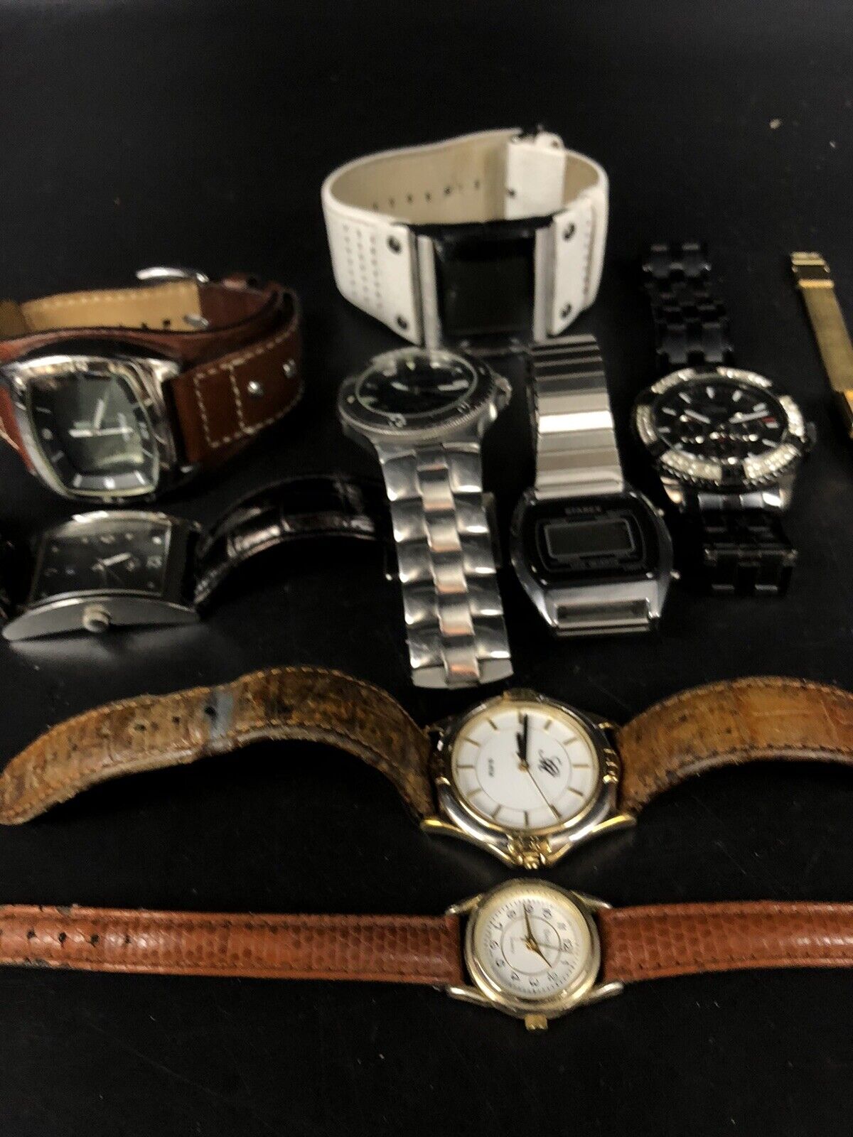 Lot of 9 Watches - Fossil, Seiko, Mercedes Benz… For PARTS