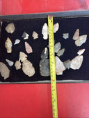 Native American Artifacts Lot 25 w/ Frame Arrowheads Collection 12”x8” Frame #5