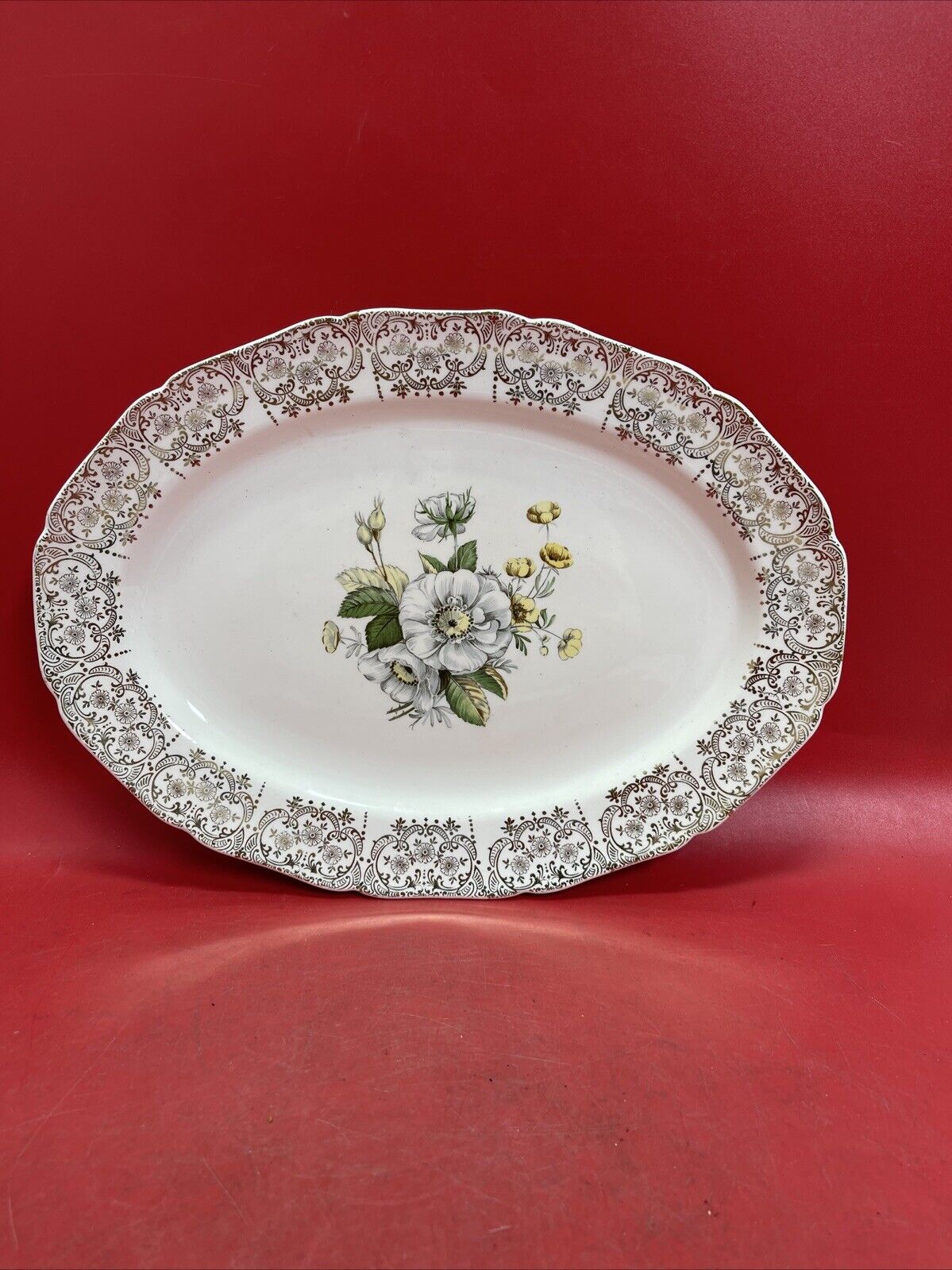 Vintage Val Worth Serving Platter  First Quality Victorian 22 Kt Gold 15”x11”