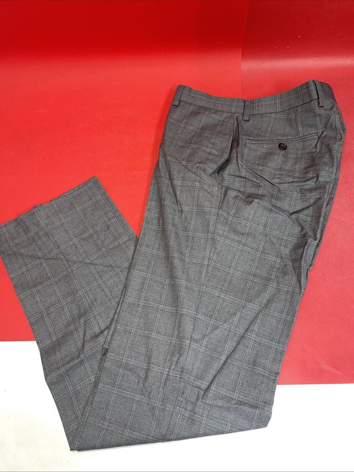 Ralph Lauren Men's Slim Fit Plaid Dress Pants Polyester-Viscose Gray 30X32