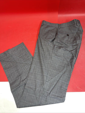 Ralph Lauren Men's Slim Fit Plaid Dress Pants Polyester-Viscose Gray 30X32