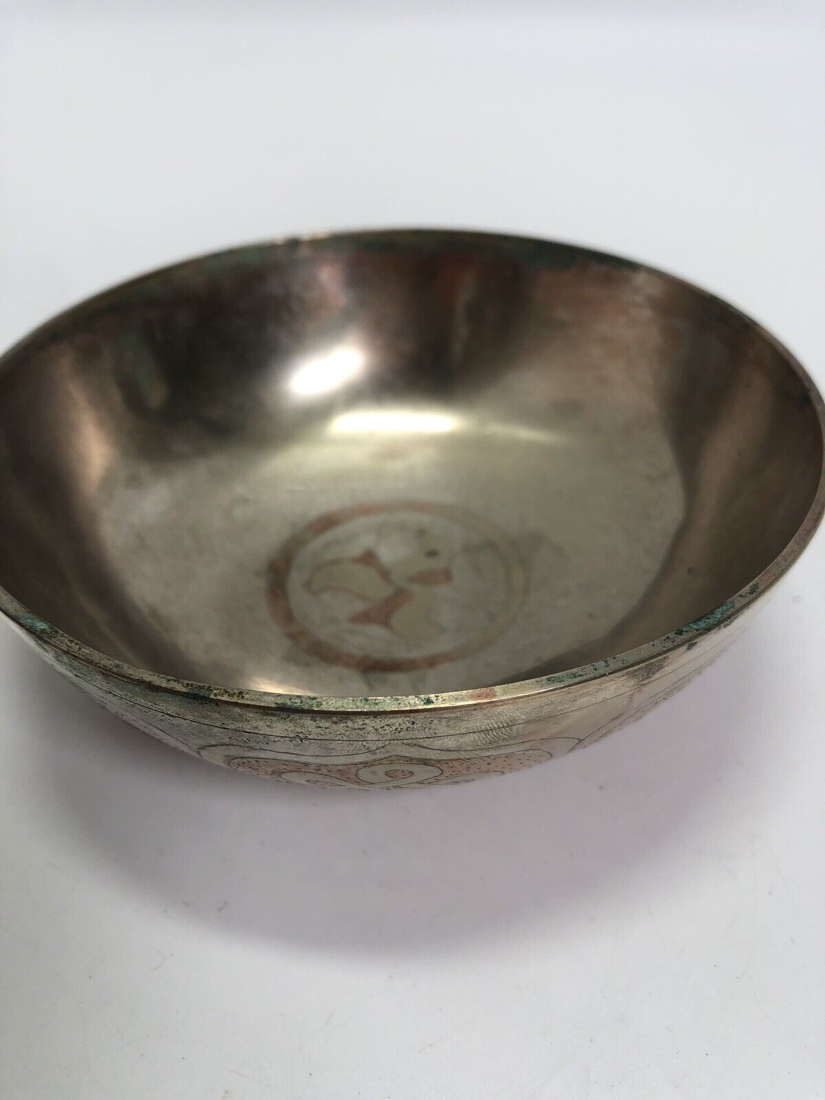 Vintage Etched Brass Trinket Bowl