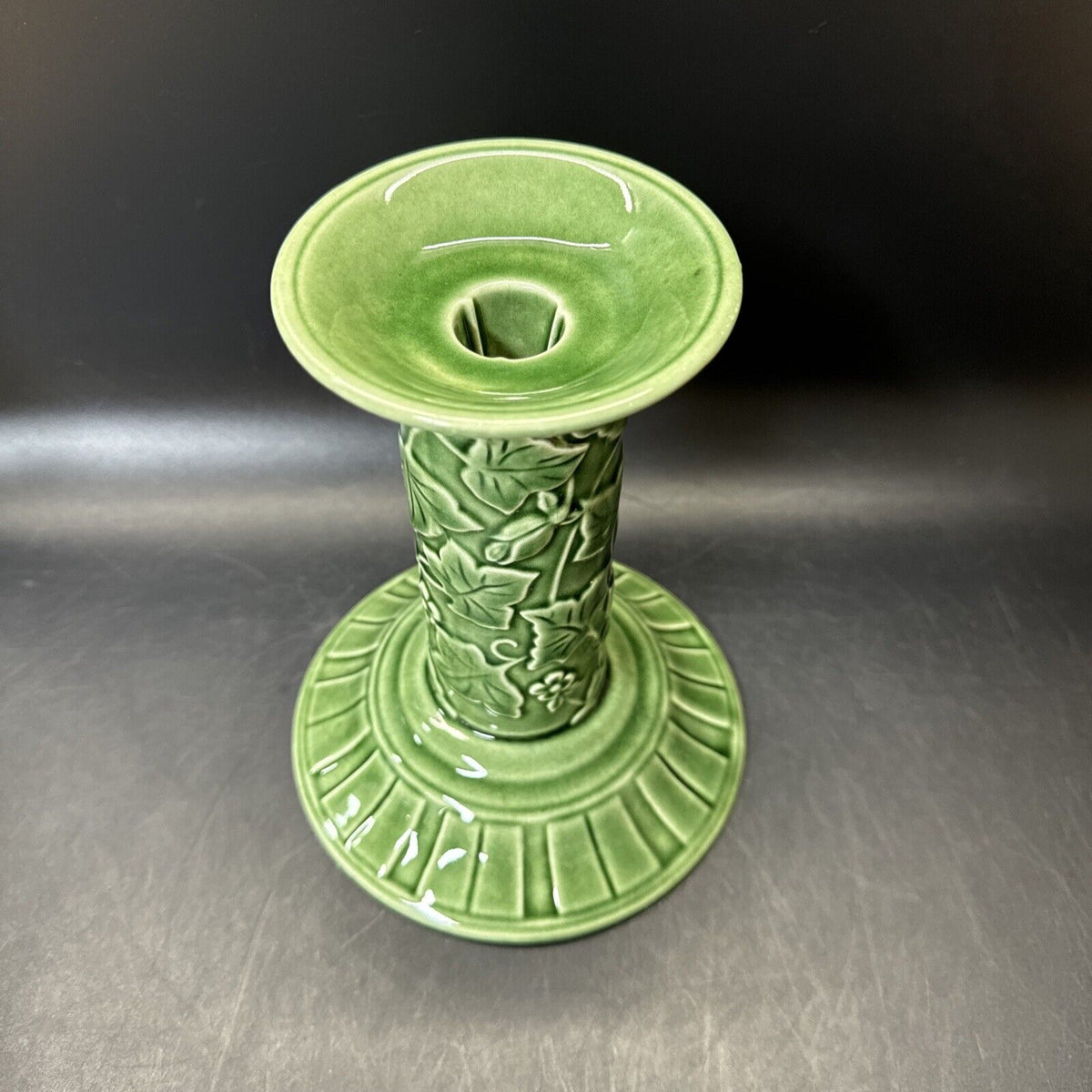 Lenox Summer Terrace Green Ivy Majolica Candlestick Holder/ Lot 2
