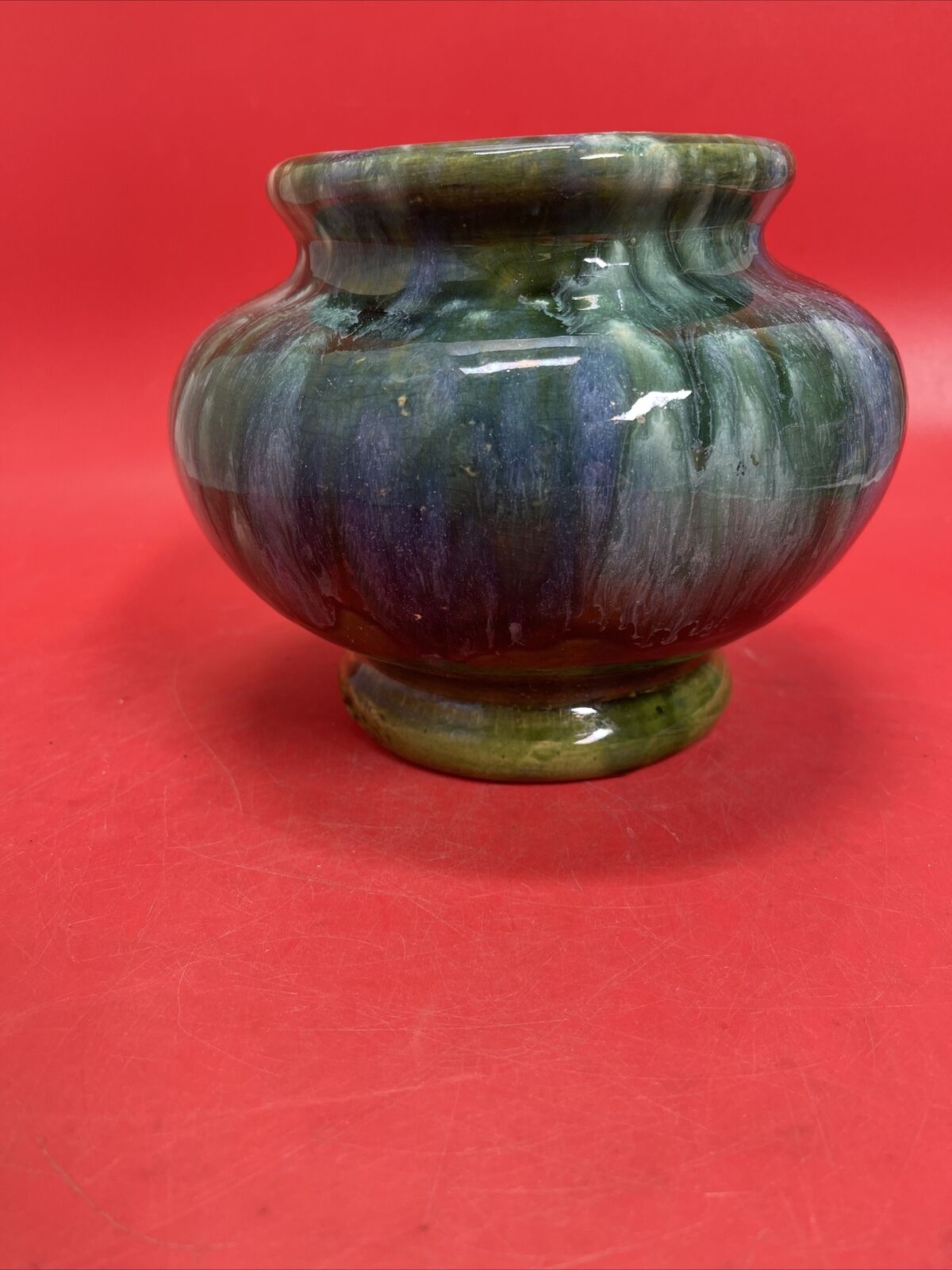 Vintage McCoy Vase Green Drip to Blue Meiji Arts & Crafts