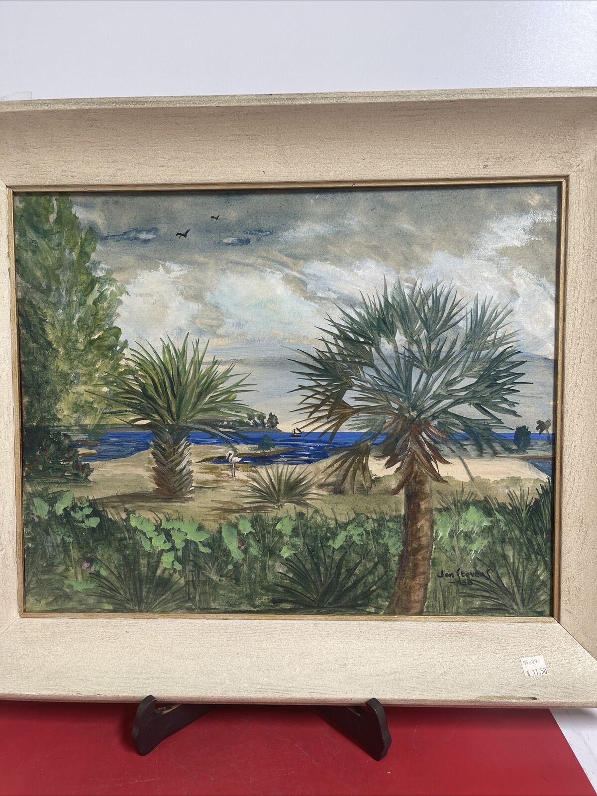 STEVENS ORIGINAL OIL ON CANVAS  PAINTING North Singer Islaad Florida 1953