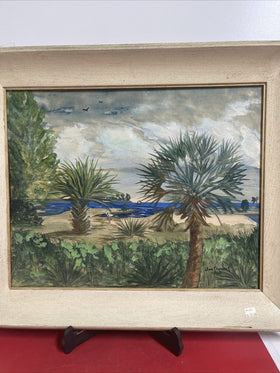 STEVENS ORIGINAL OIL ON CANVAS  PAINTING North Singer Islaad Florida 1953