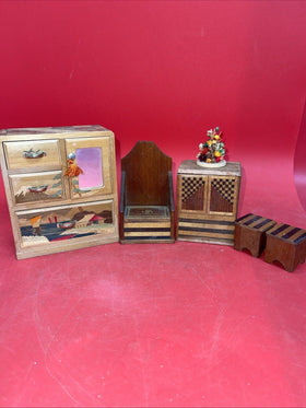 Vintage Japanese Miniature Wooden Furniture Lot