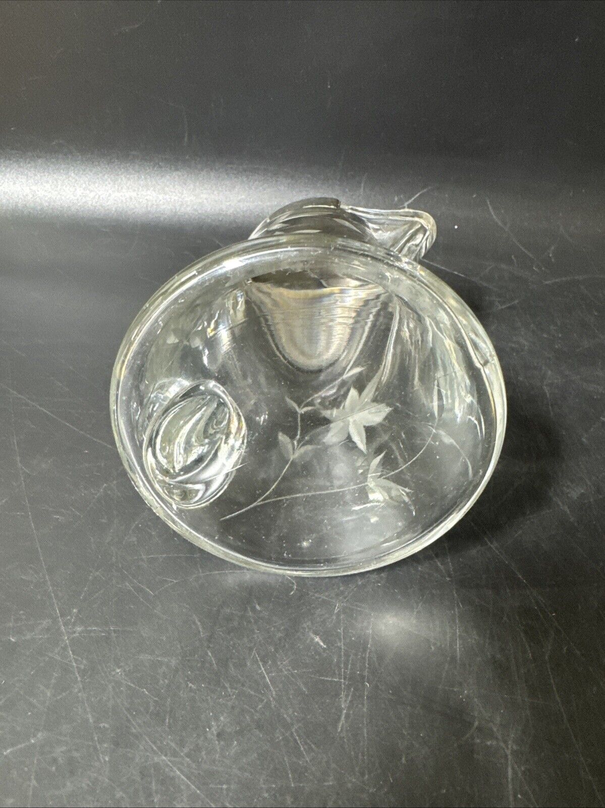 Vintage Heisey Crystal Syrup Pitcher With Chrome Lid