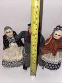 3 Antique Vintage Hand Painted Face Rag Cloth Doll Folk Art