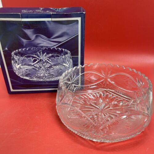 Vintage Crystal Sawtooth Edge Fan Serving Bowl