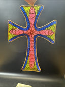 Vintage Plique a jour Cloisonne Wire Cross Pendant