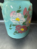 VINTAGE Cookie Jar  W/LID Hand Painted FLORAL Pottery