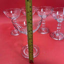 Vintage Etched Clear Glass Footed Tumblers Stemware Set 5