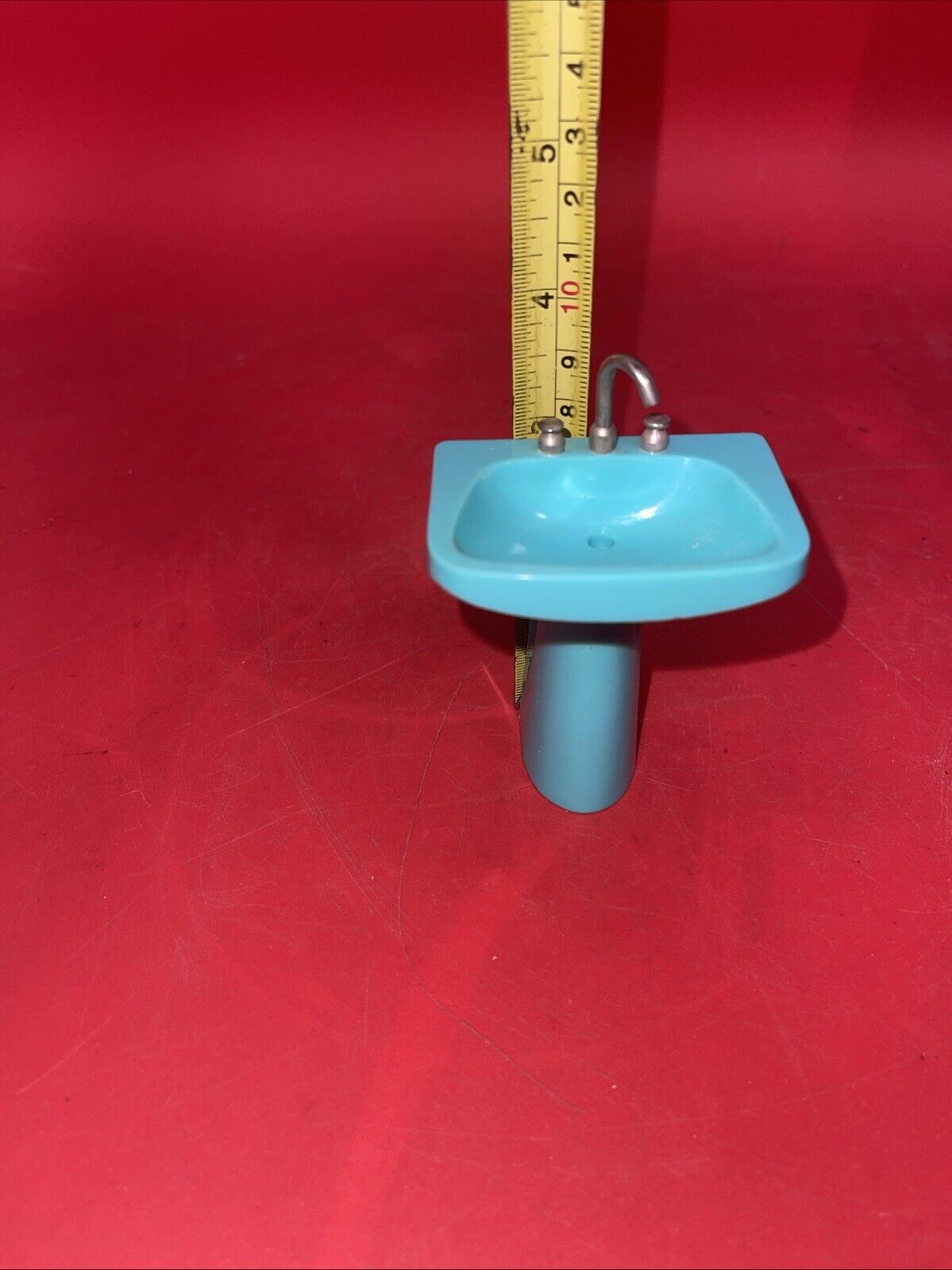 Vintage Block House  Plastic Dollhouse Furniture Bathroom Tub,  Sink, & Toilet