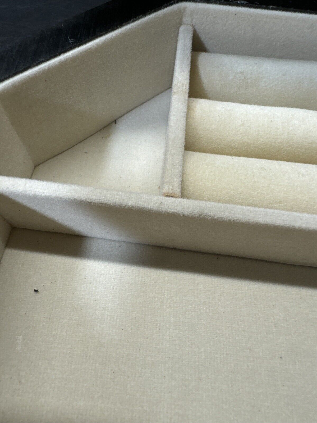 Vintage '91 Wood Jewelry Box Fabric covered Lid Props Open to show Mirror & Felt