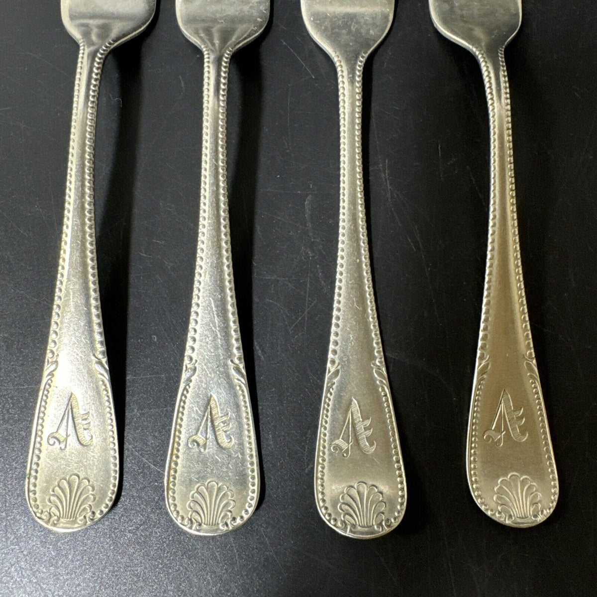 Vintage Brazil Silver Dinner Forks Monogrammed/ Lot 4 Pcs