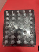 NEW!! BINGO GAME SET Metal Cage W/Plastic Masterboard 75 Numbered BINGO Balls 