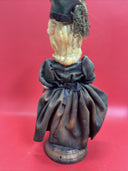 Porcelain Doll Green Velvet Dress & Hat On Stand