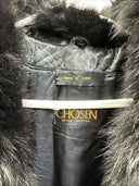 Designer Couture Chosen Leather and Removable Black Fur Collar coat , Jacket S