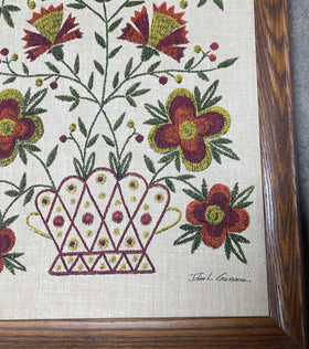 Vintage John L Gieroch Framed Wall Art Linen Burlap 1760 