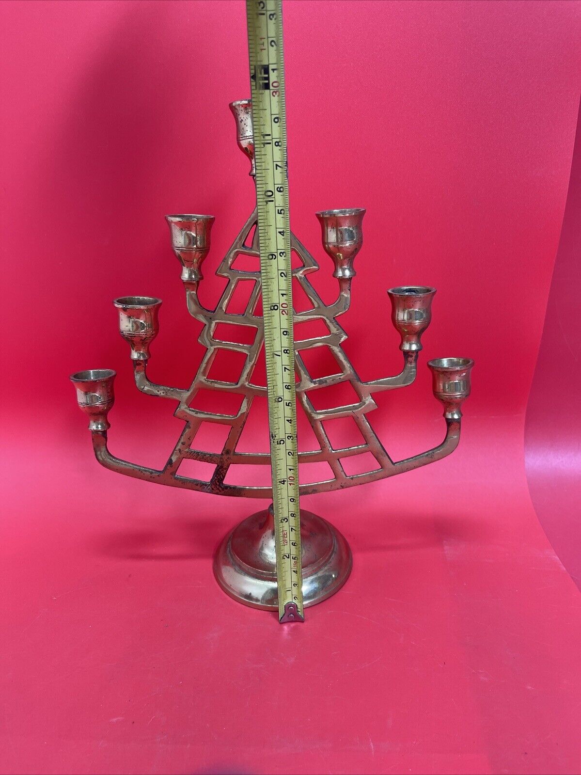 Brass Christmas Tree Candelabra 7 Candlestick Holders 