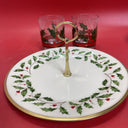 Lenox Holiday Plate with Handle and 2 Glasses