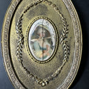 French Hand Mirror With Portrait Vintage Antique 