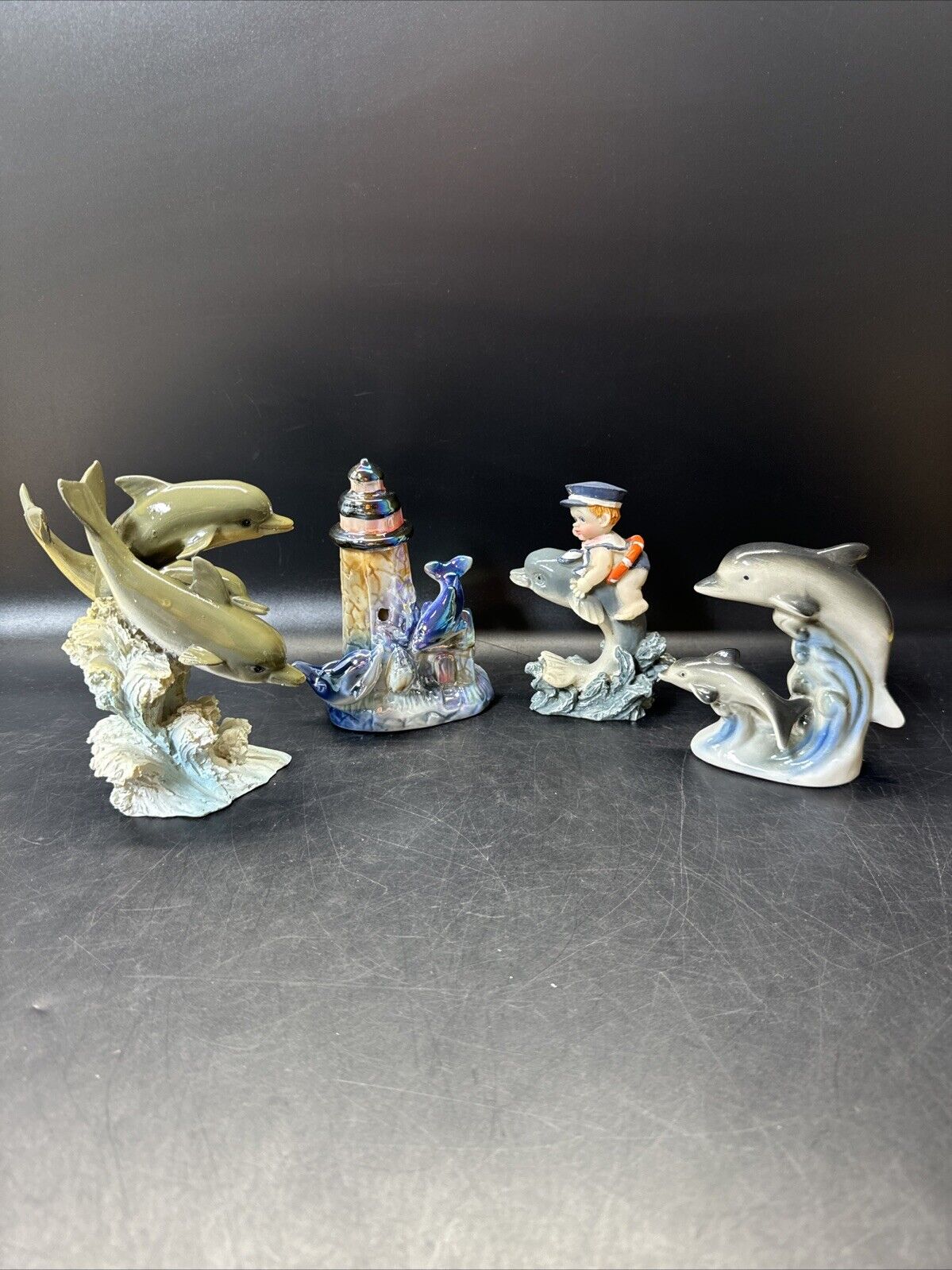 Vintage Collectible Dolphins Figurines/ Lot Of 4
