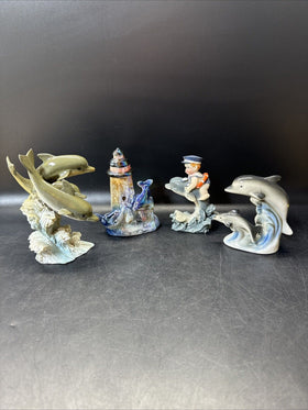 Vintage Collectible Dolphins Figurines/ Lot Of 4