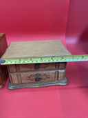 Lot of 2 Vintage Wooden Jewelry Boxes w/ Hinge Opening Mirrors Drawers
