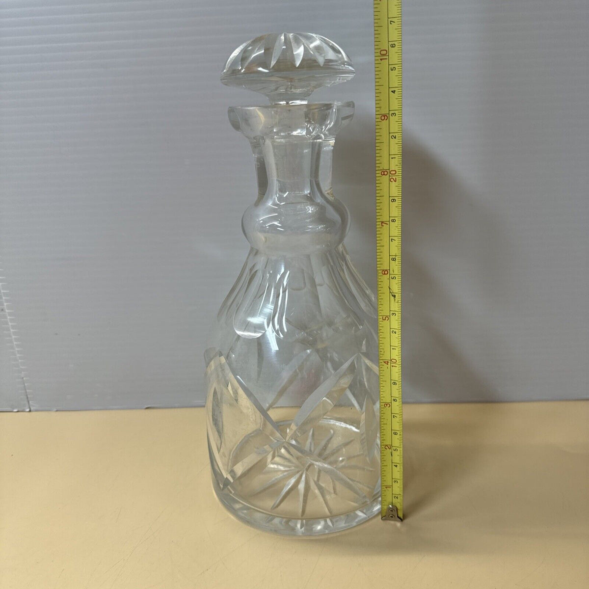Vintage Clear Crystal Liquor Decanter 10.5” Tall