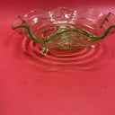 Vintage Green Glass Double Handle Plate & Candy Vase Green