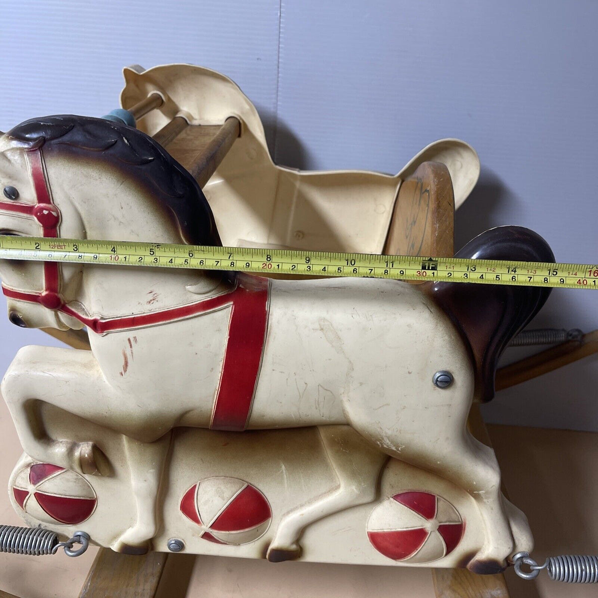 Vintage Delphos Bench Rocking Horse On Springs. Child Toy.