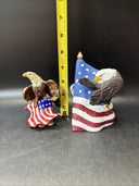 Set of Resting Eagles Figurines On American Flag