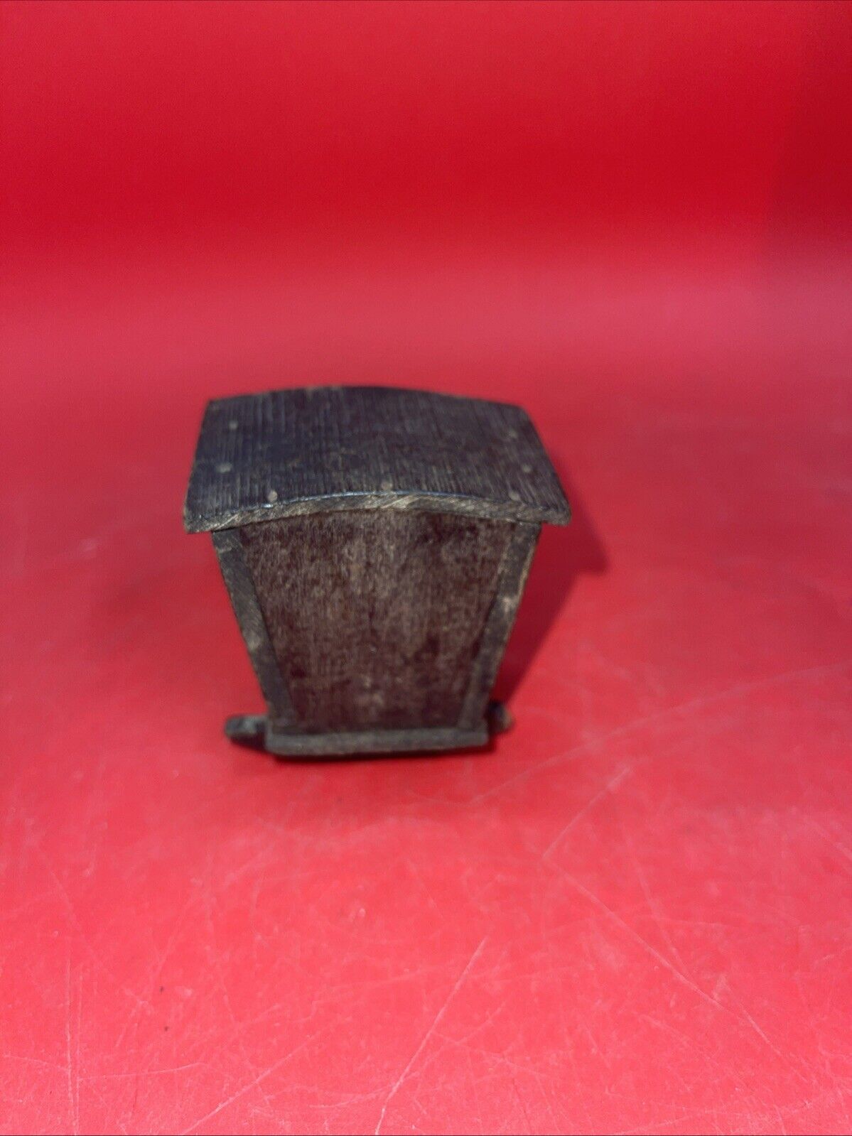 Antique Wood Doll Cradle with Hood, Old Black Stain, 4.5"