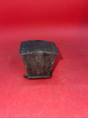 Antique Wood Doll Cradle with Hood, Old Black Stain, 4.5"