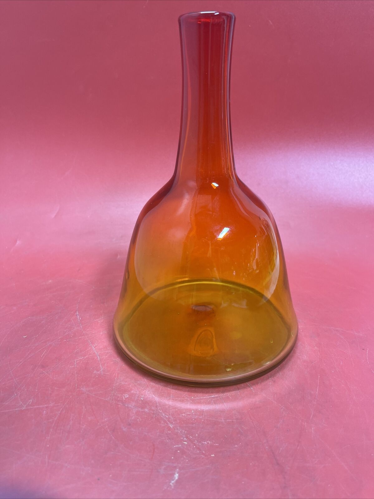 Blenko Decanter 6122S Tangerine 9”1960s Vintage. No Stopper.