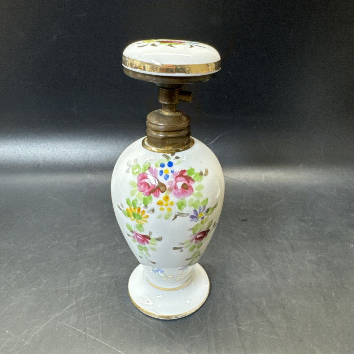 Vintage Perfume Atomizer Bottles Floral Design/ Lot Of 3