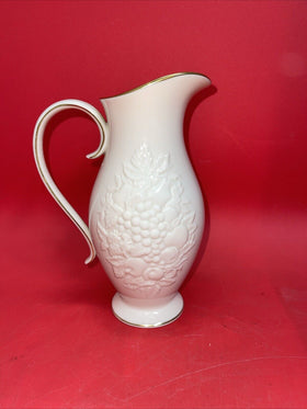 Vintage Fruits of Life- ivory color - Lenox pitcher with gold accent  1990