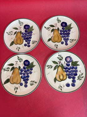 Gibson Everyday Fruit Grove Set Of 4 Hand Painted Desserts Plates 6.3/4”