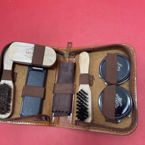 Shoe Shine Kit with PU Leather Sleek Elegant Case, 7-Piece Travel Shoe Shine