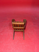 Vintage Miniature Dollhouse Brown Wood Porch Swing Bench Seat w/ Chains Armchair