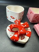 Vintage Ceramic Jewelry Box Theme Love Kiss/ Lot Of 2