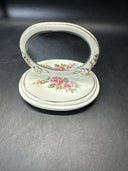 Dresser Jewelry Trinket Vanity Set 2- Mirrors Lidded Footed Floral Porcelain