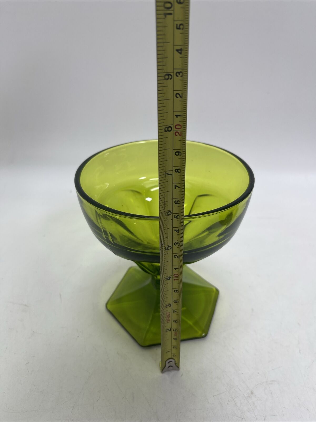 Viking Deep Green Vintage Art Glass Covered Compote Candy Dish Hexagon Base