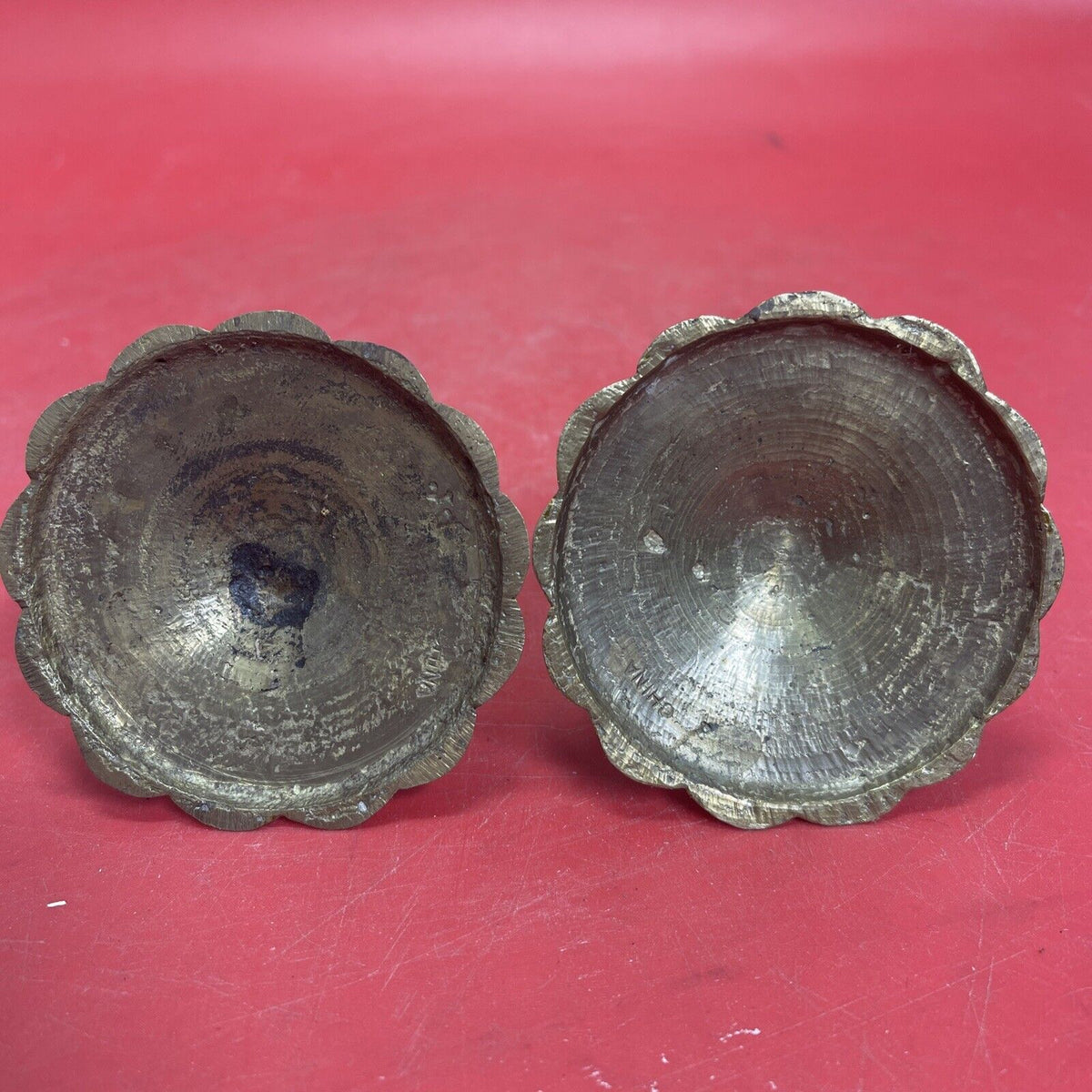 Vintage Chinese Brass Candle Stick Holder  Pattern