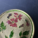 VINTAGE SMALL WALL HANGING With FLORAL And BIRD BRASS ENAMEL PLATES/ Set Of 3