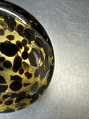 Vintage Hand Blown Amber Tortoise Shell Art Glass Bowl Oval With Folded Edge